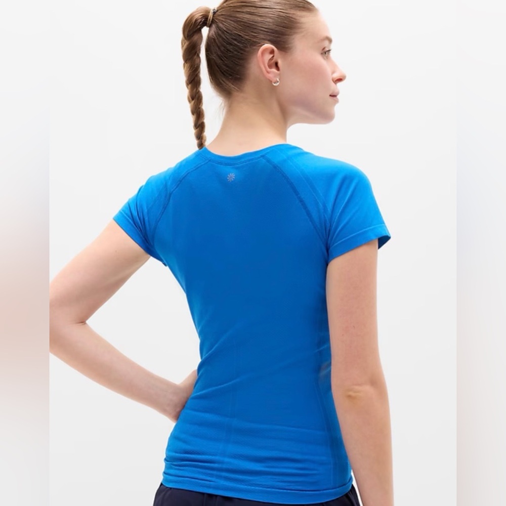 Athleta Blue Performance Short Sleeve Top Size Small - Picture 2 of 6
